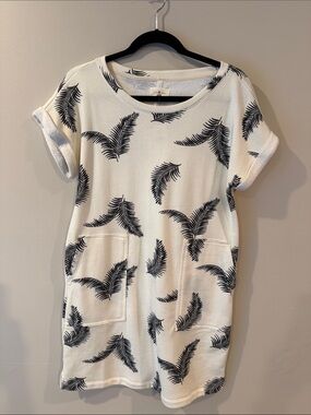Lou & Grey Cream Mini Dress with Black Palm Print